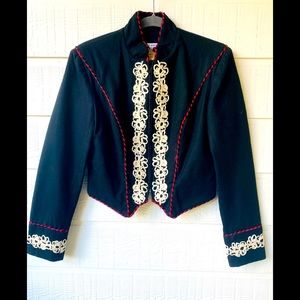 Elegant wool Jacket with Red and White Accents